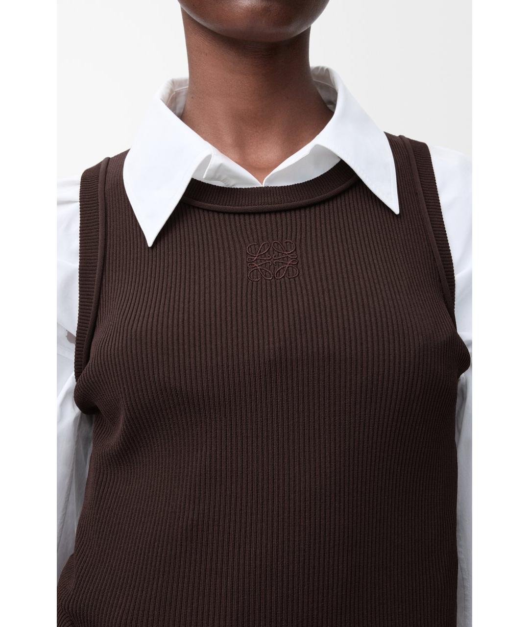 LOEWE Коричневая вискозная майка, фото 4