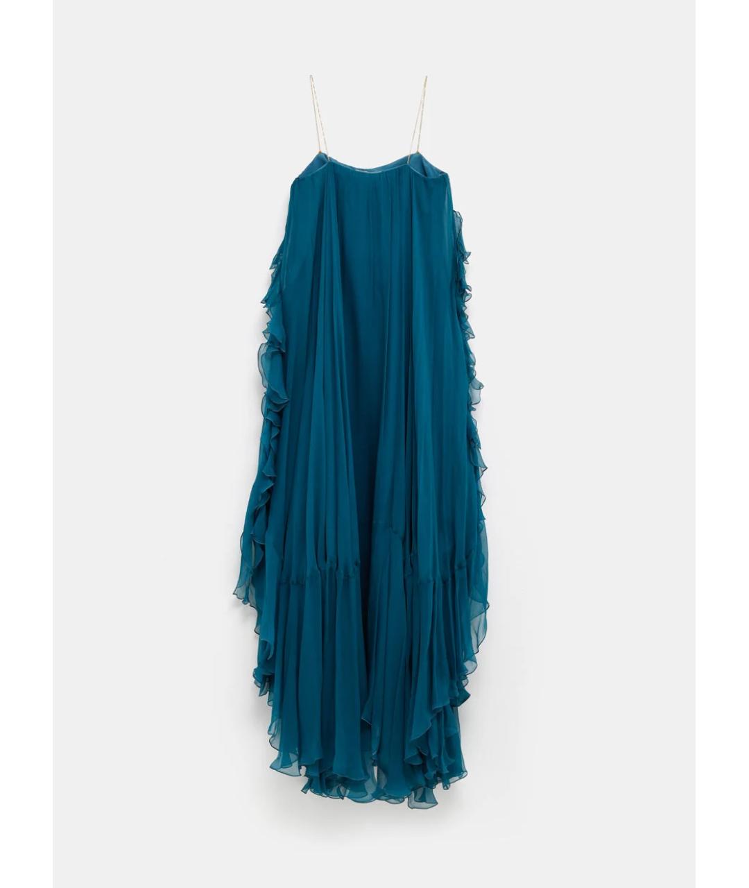 CHLOE Синее шелковое коктейльное платье, фото 2