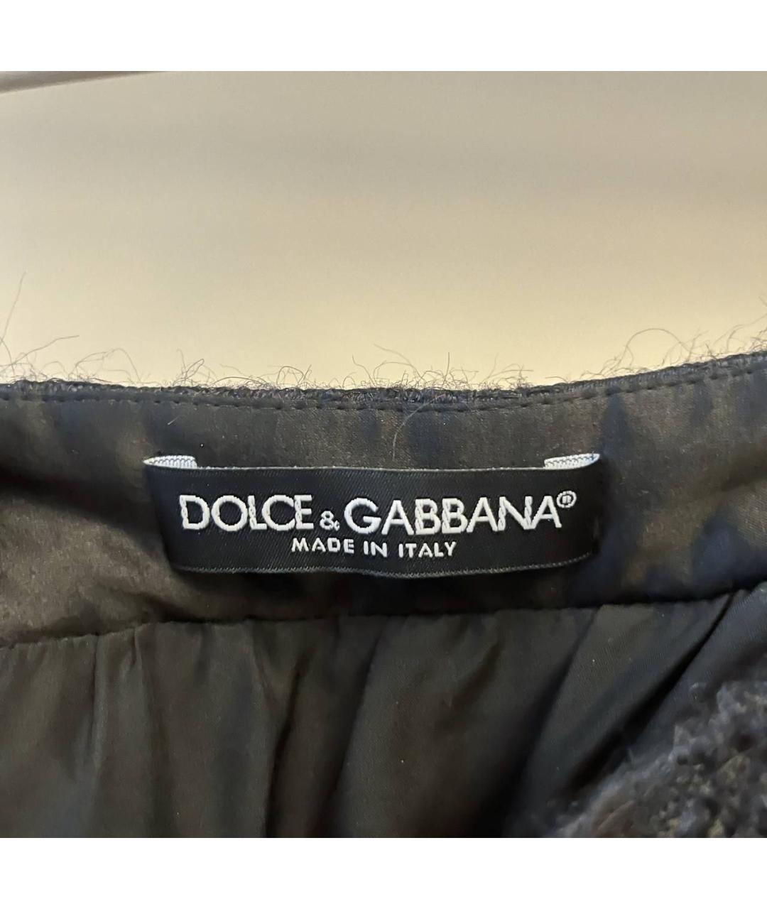 DOLCE&GABBANA Черная шерстяная юбка мини, фото 3