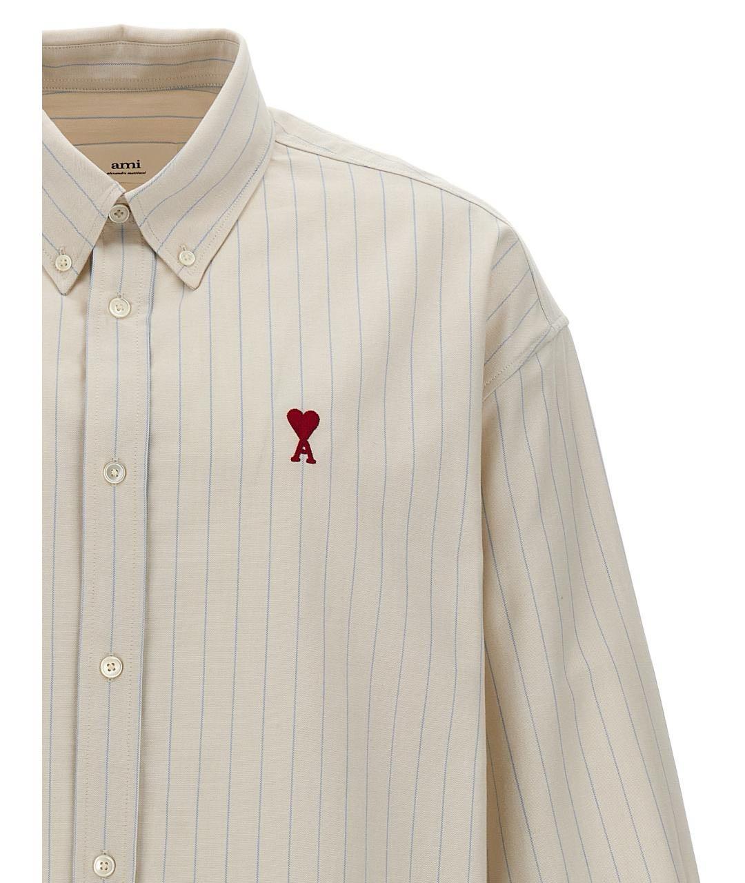 Ami Paris Бежевая хлопковая кэжуал рубашка, фото 5