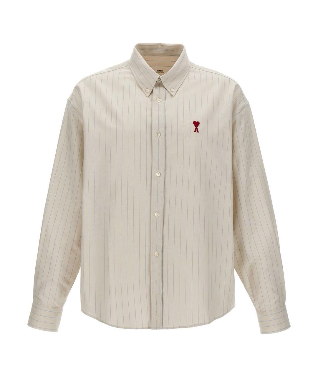 Ami Paris Бежевая хлопковая кэжуал рубашка, фото 2