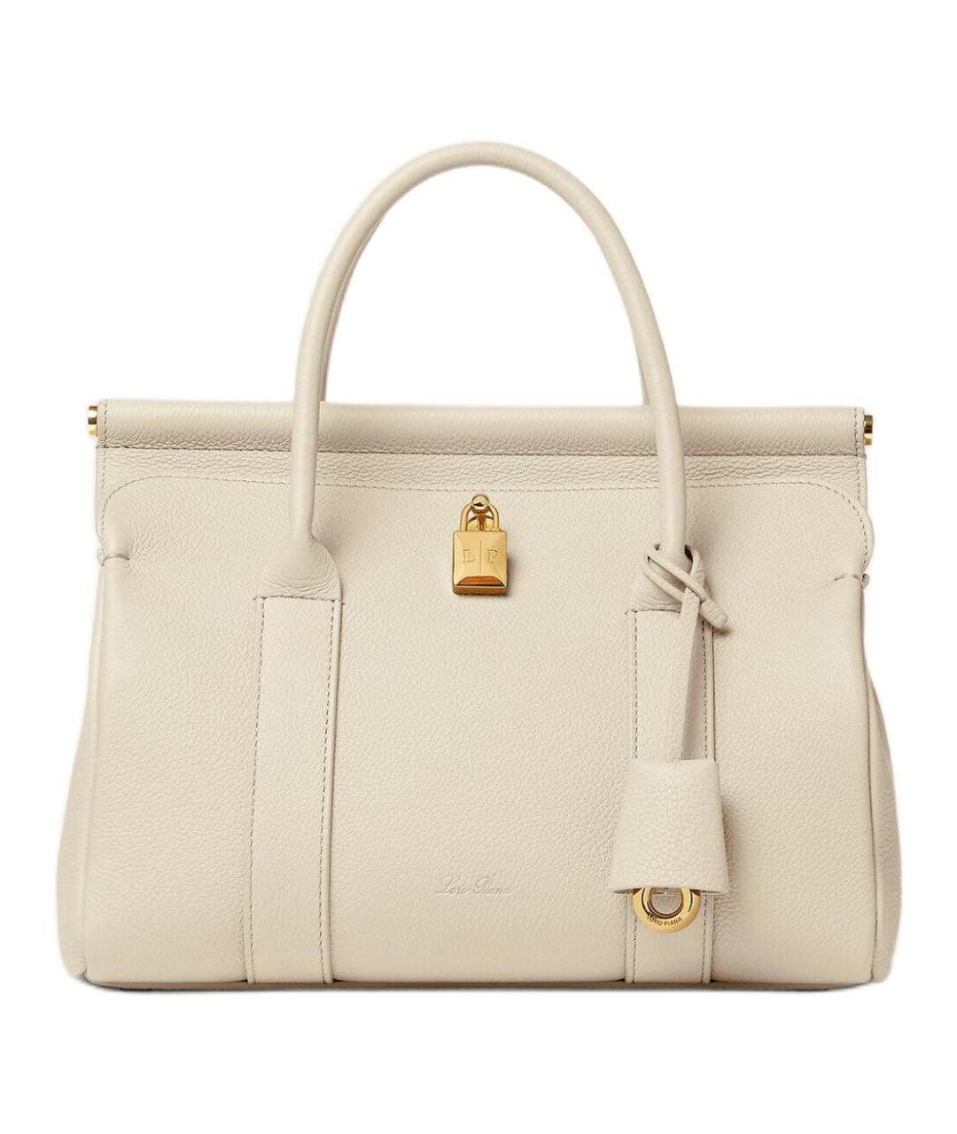 LORO PIANA Белая кожаная сумка через плечо, фото 2