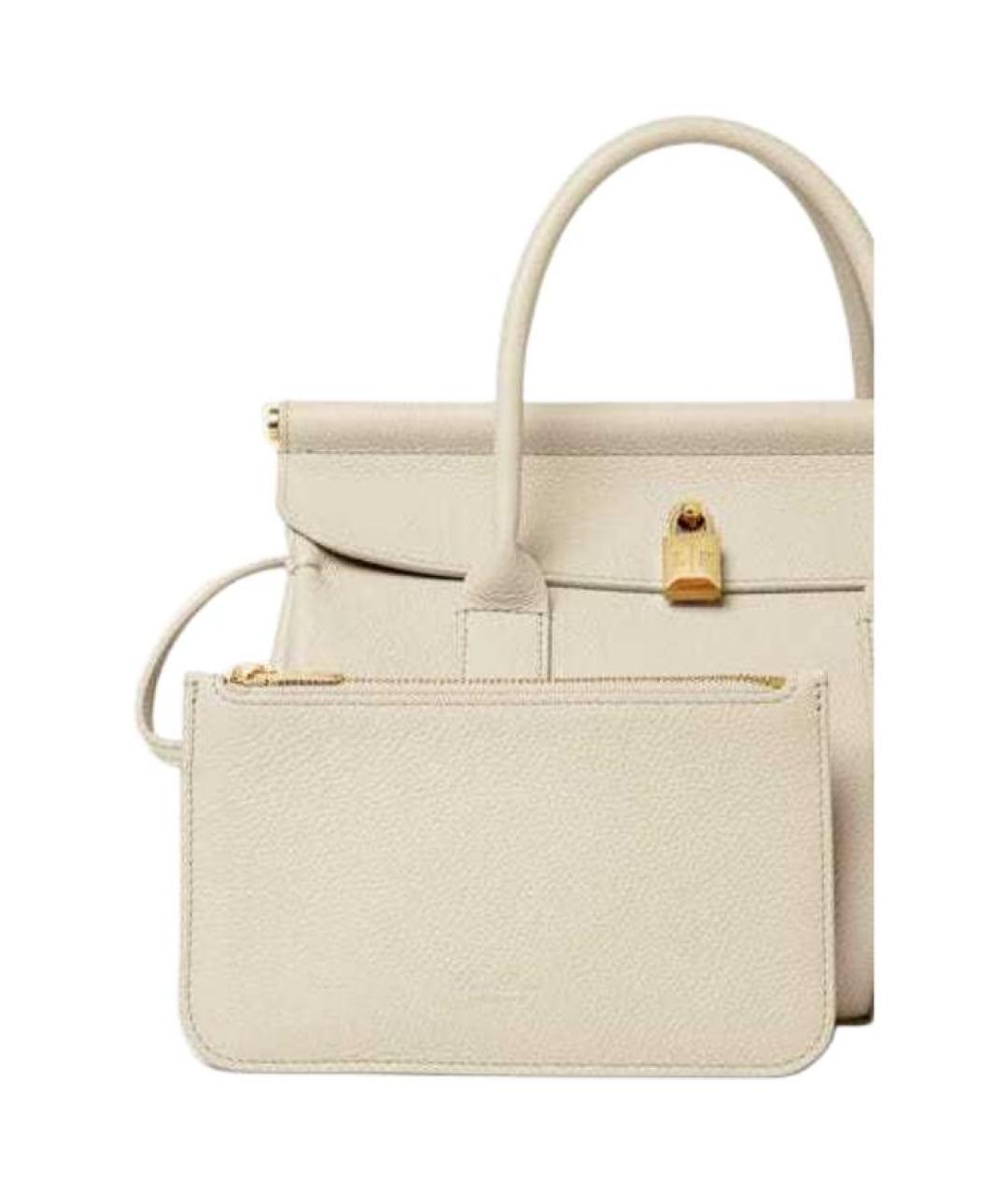 LORO PIANA Белая кожаная сумка через плечо, фото 8