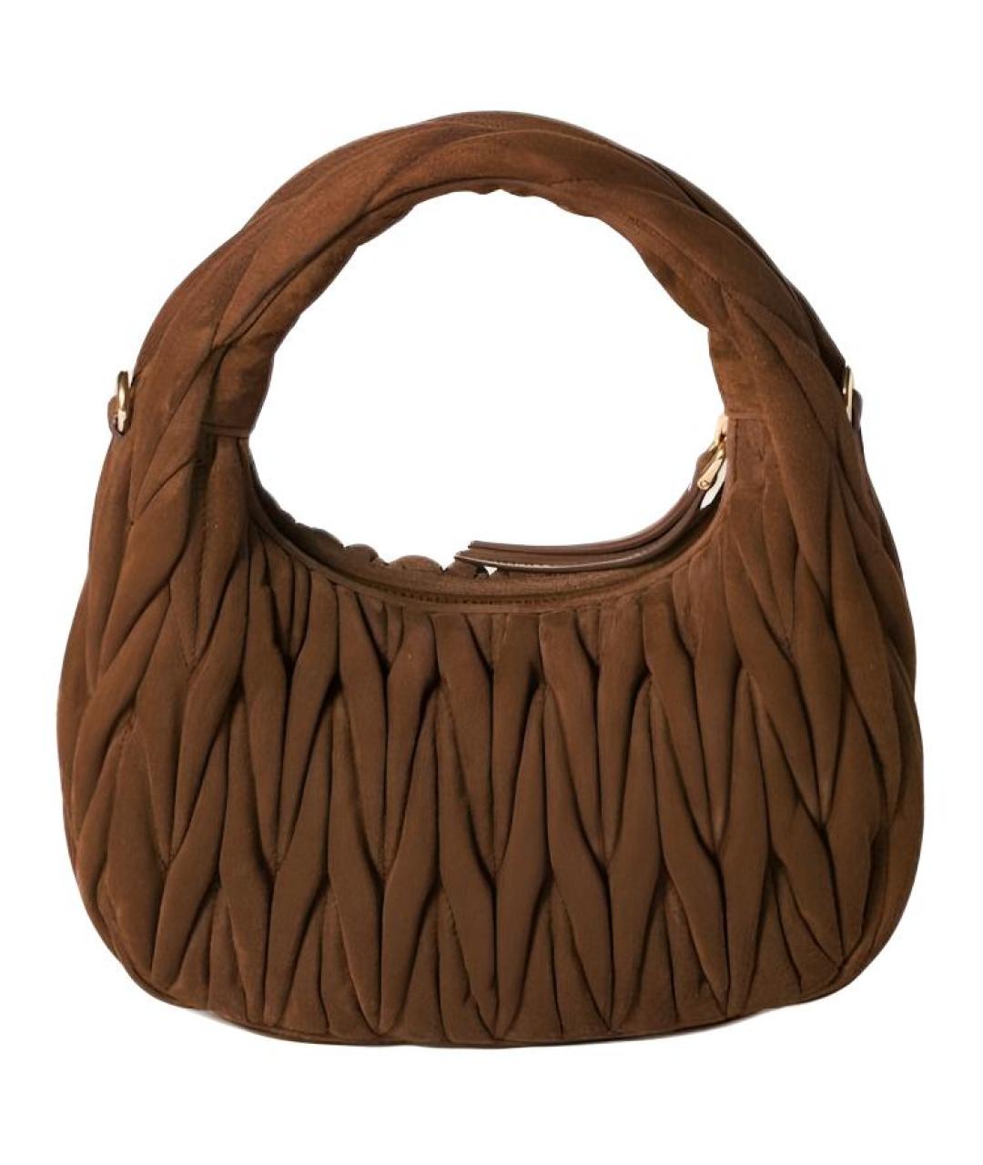 MIU MIU Коричневая замшевая сумка через плечо, фото 3