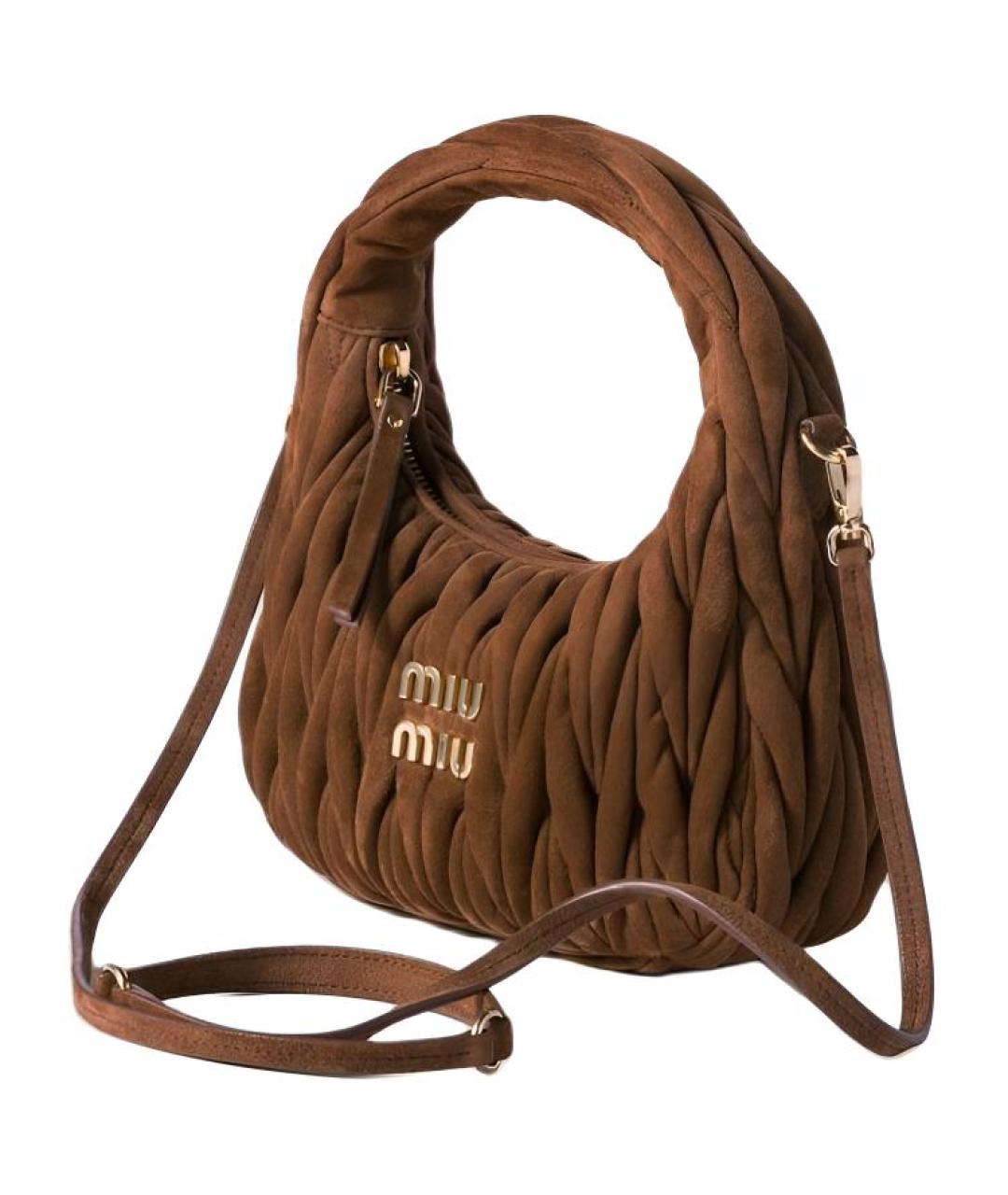 MIU MIU Коричневая замшевая сумка через плечо, фото 2