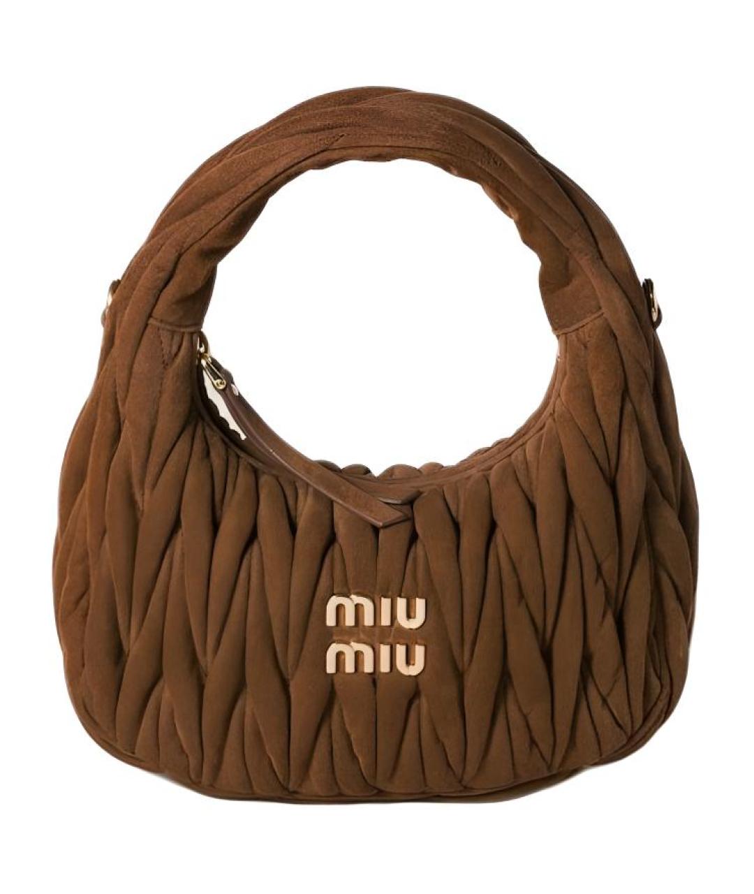 MIU MIU Коричневая замшевая сумка через плечо, фото 1