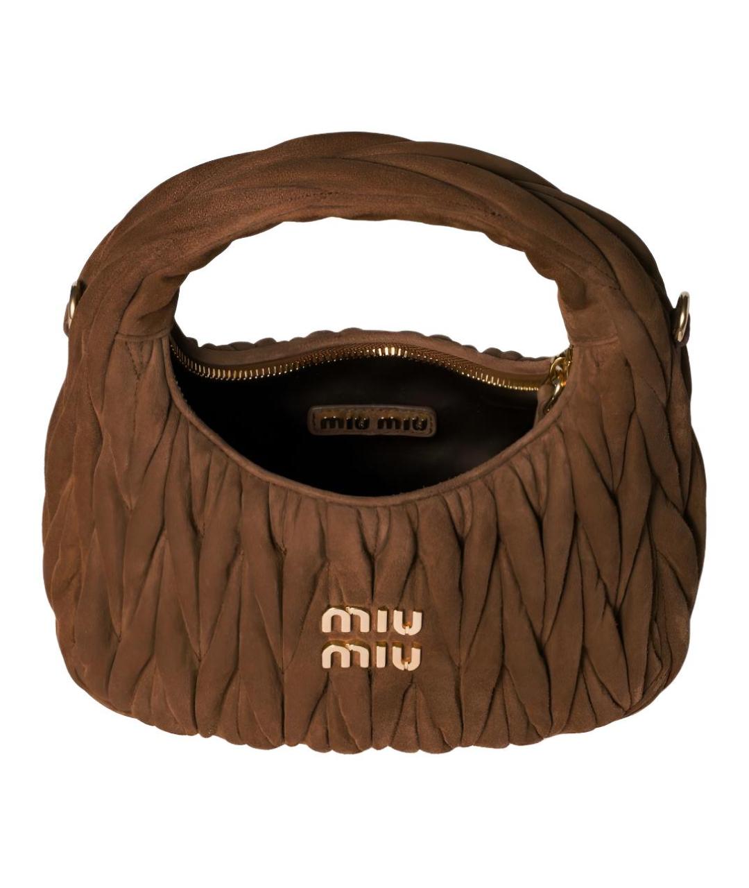 MIU MIU Коричневая замшевая сумка через плечо, фото 5