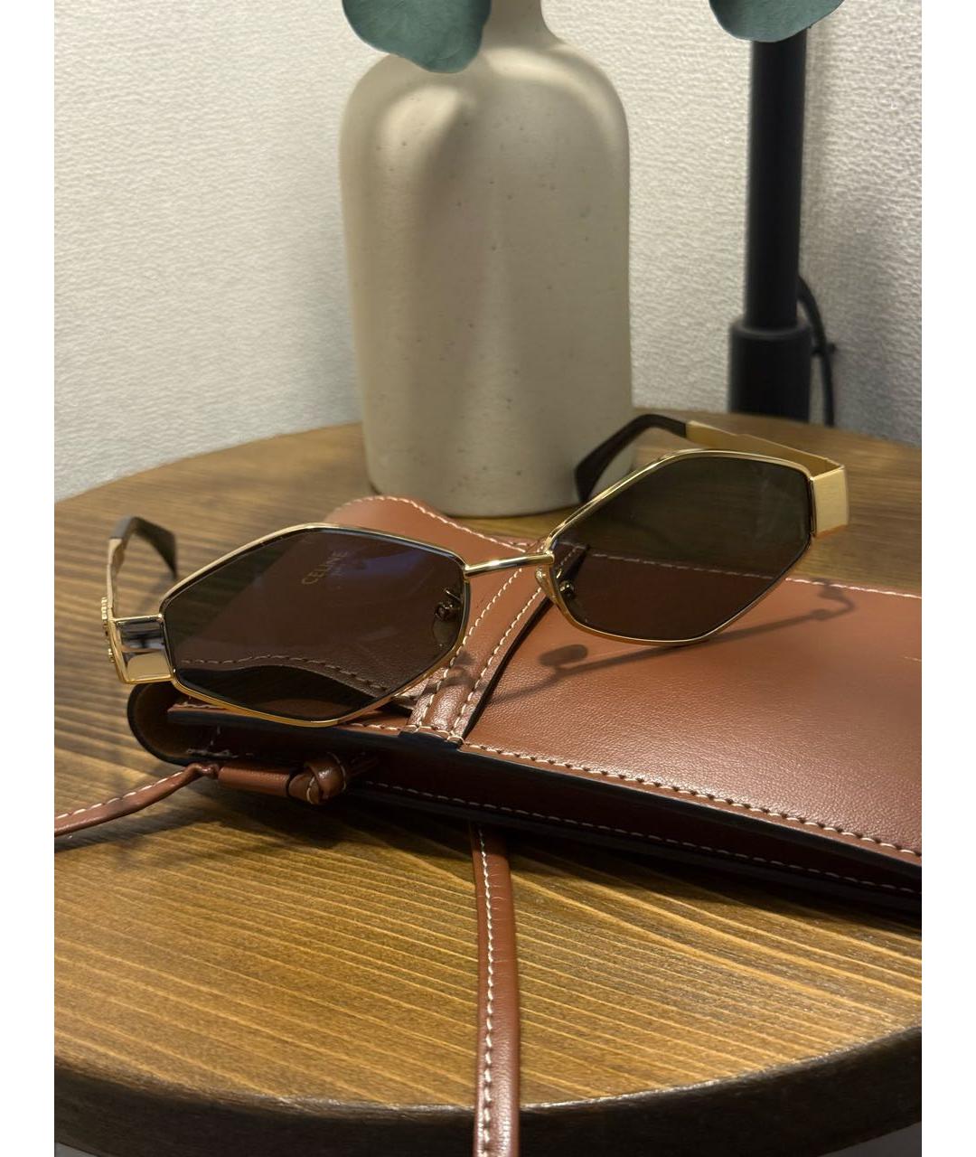 CELINE Золотые металлические солнцезащитные очки, фото 3