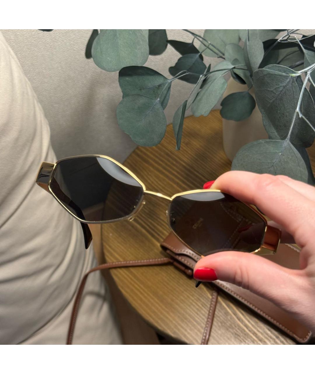 CELINE Золотые металлические солнцезащитные очки, фото 6