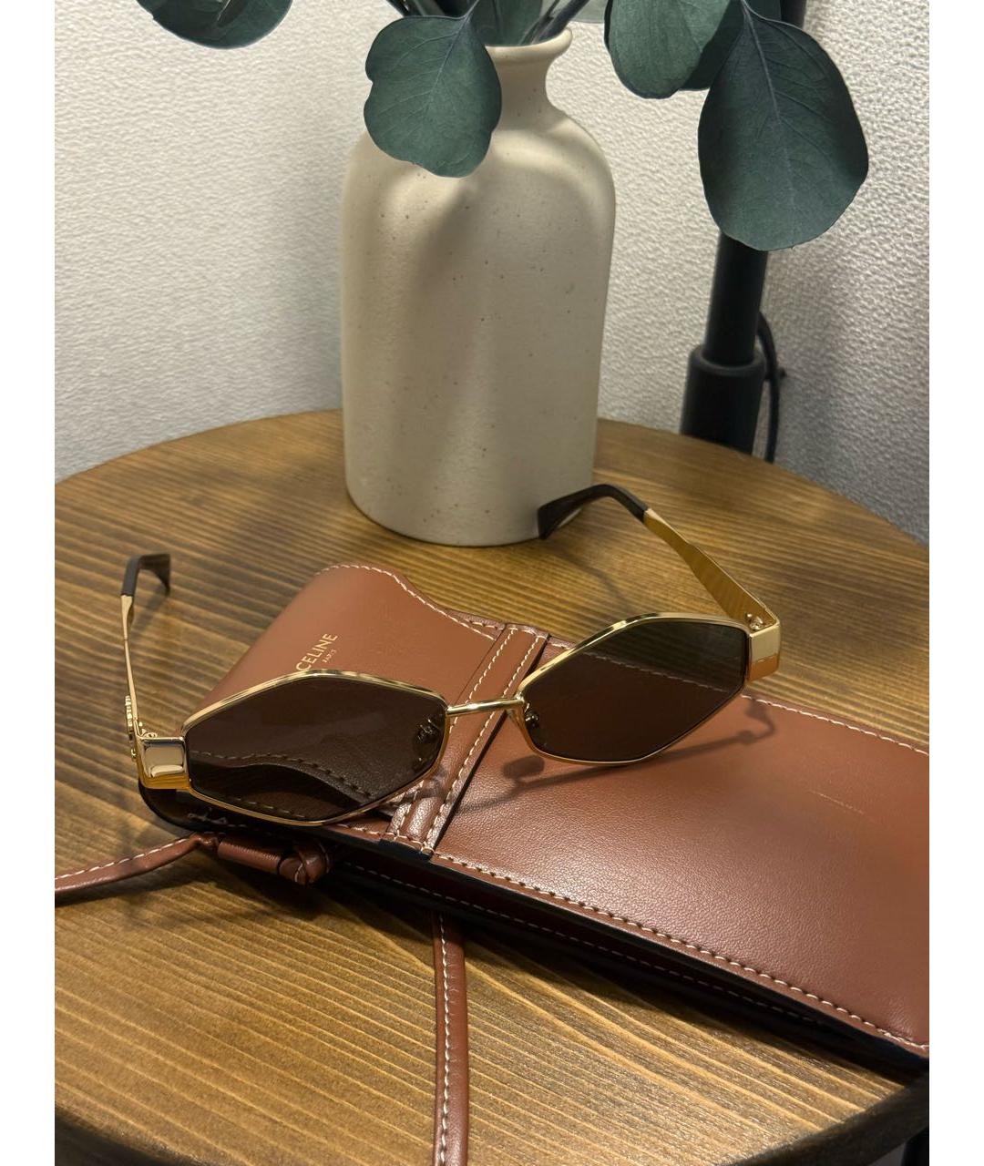 CELINE Золотые металлические солнцезащитные очки, фото 2
