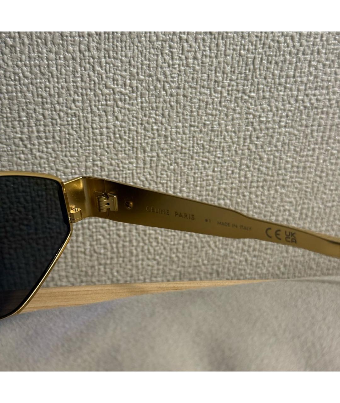 CELINE Золотые металлические солнцезащитные очки, фото 4