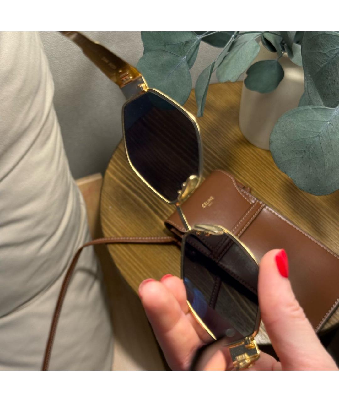 CELINE Золотые металлические солнцезащитные очки, фото 7