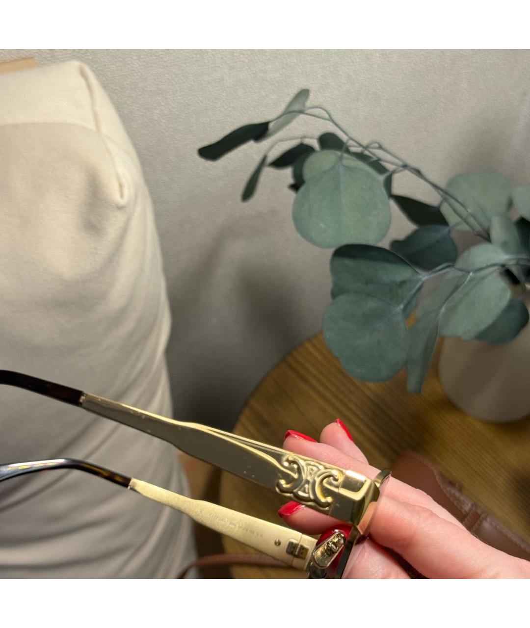 CELINE Золотые металлические солнцезащитные очки, фото 5