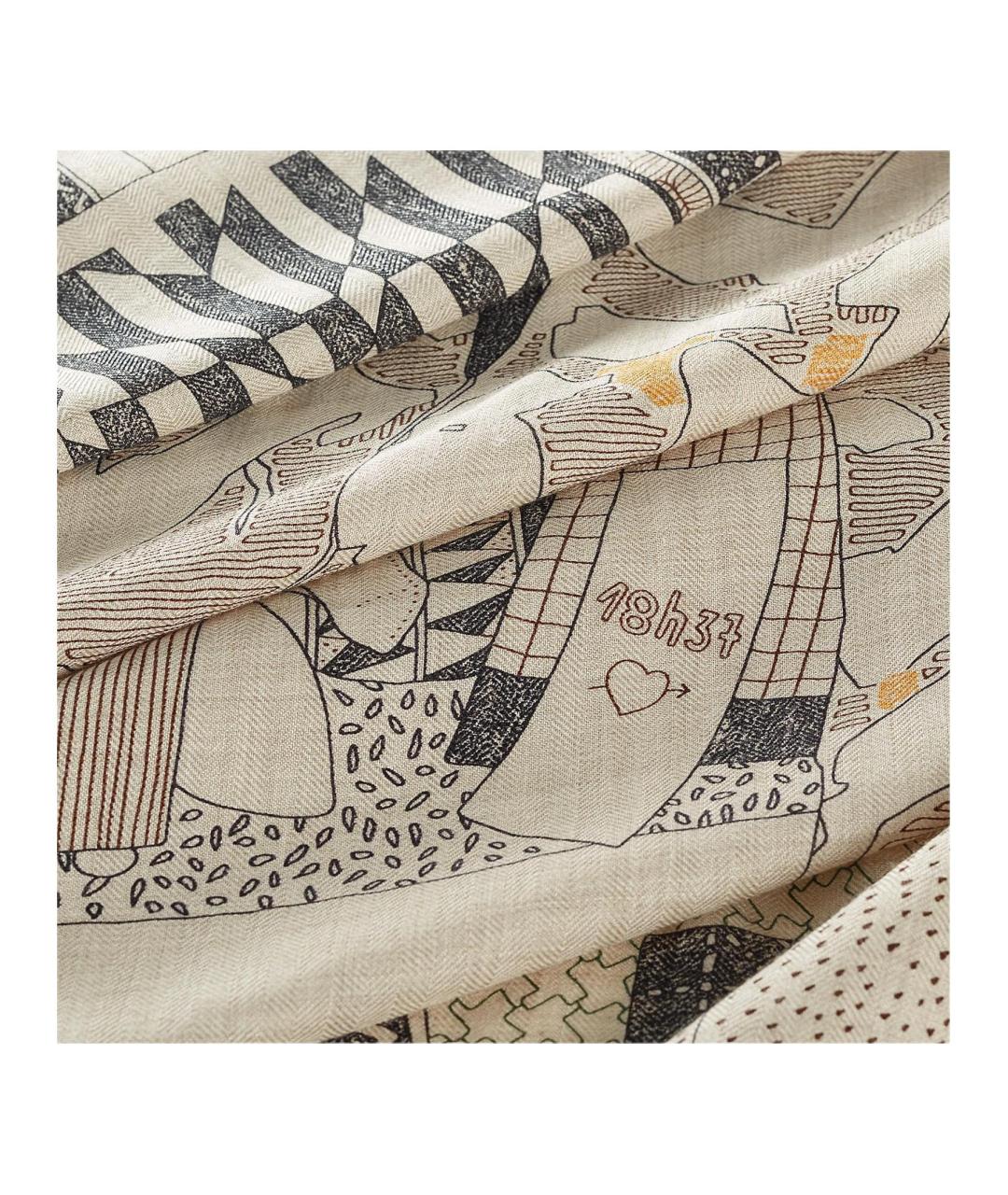 HERMES Бежевый кашемировый платок, фото 2