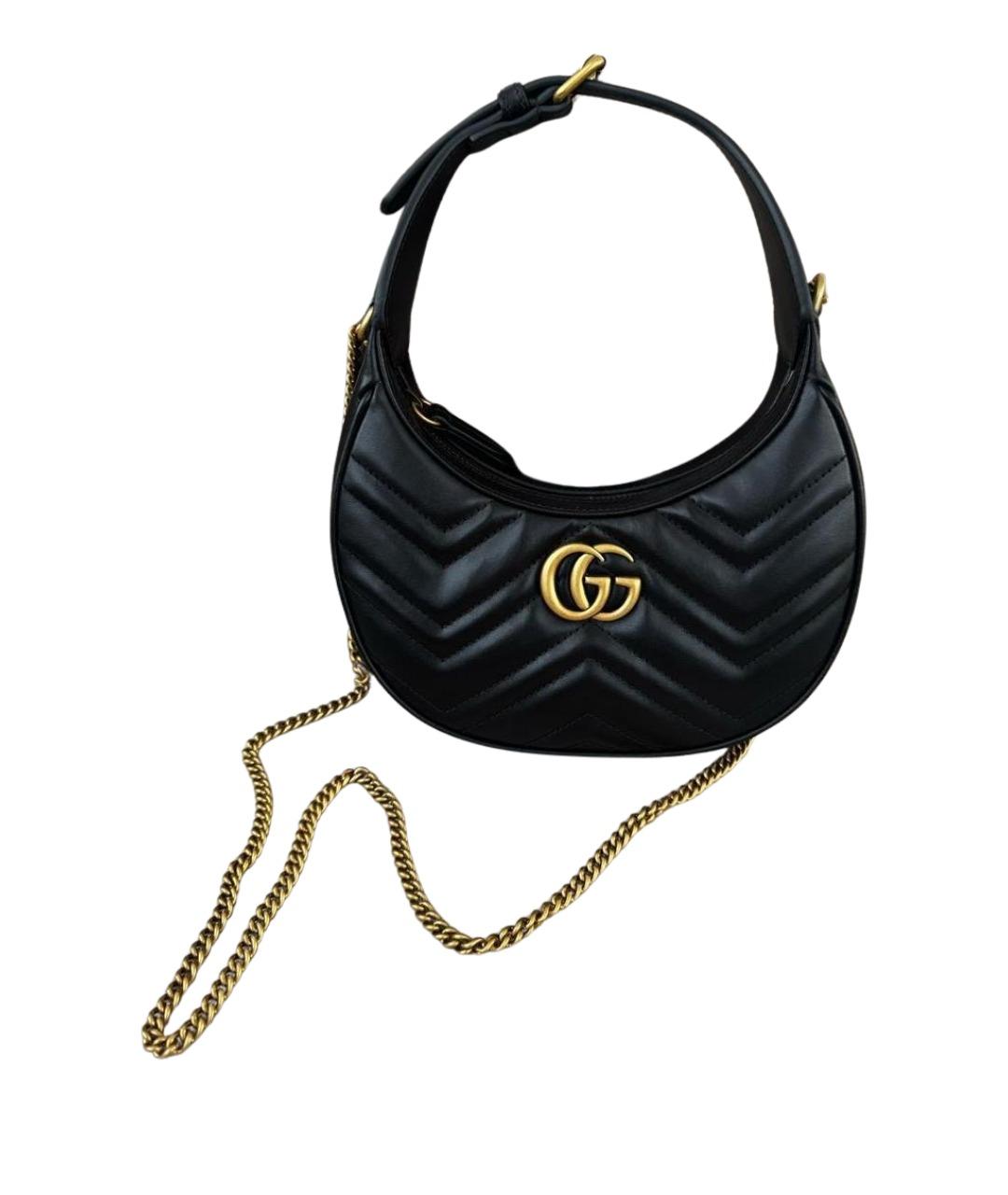 GUCCI Черная кожаная сумка с короткими ручками, фото 1