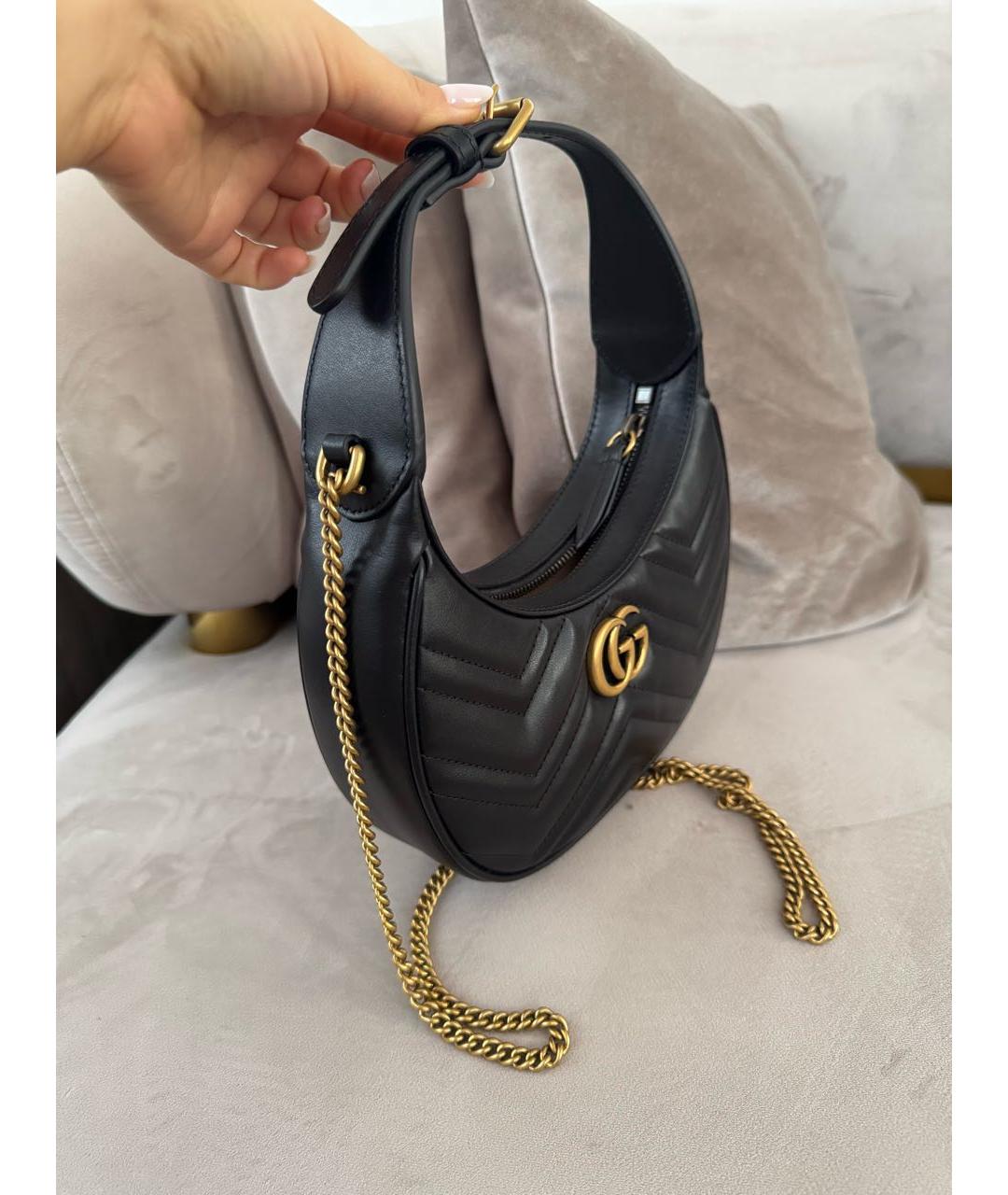 GUCCI Черная кожаная сумка с короткими ручками, фото 2