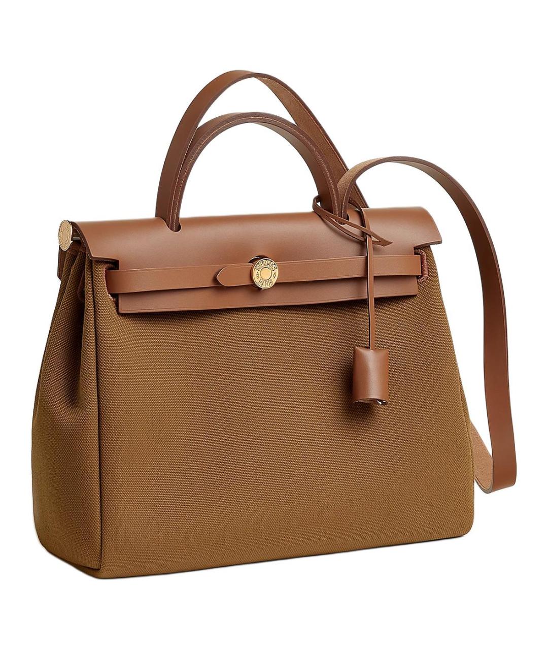 HERMES Коричневая кожаная сумка с короткими ручками, фото 2