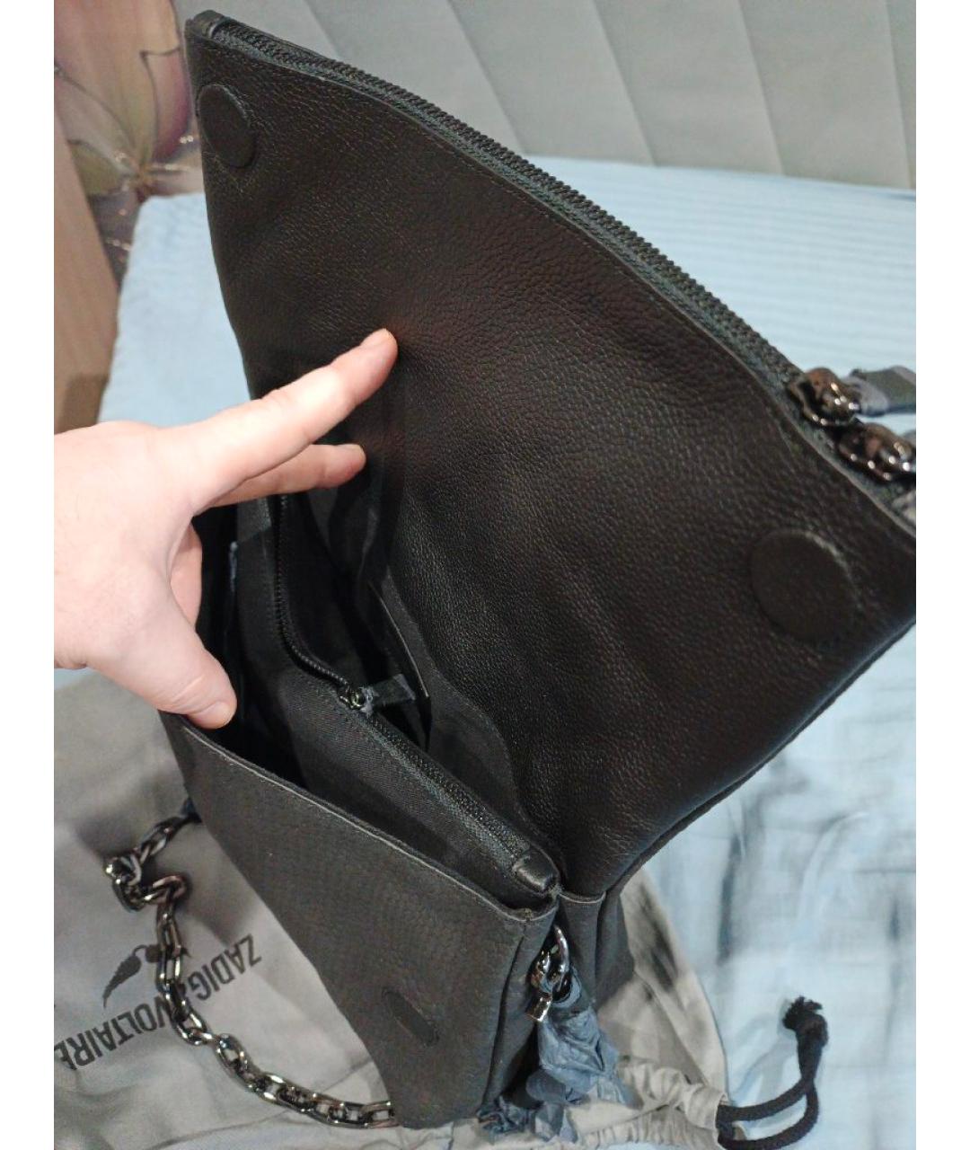 ZADIG & VOLTAIRE Черная кожаная сумка через плечо, фото 4