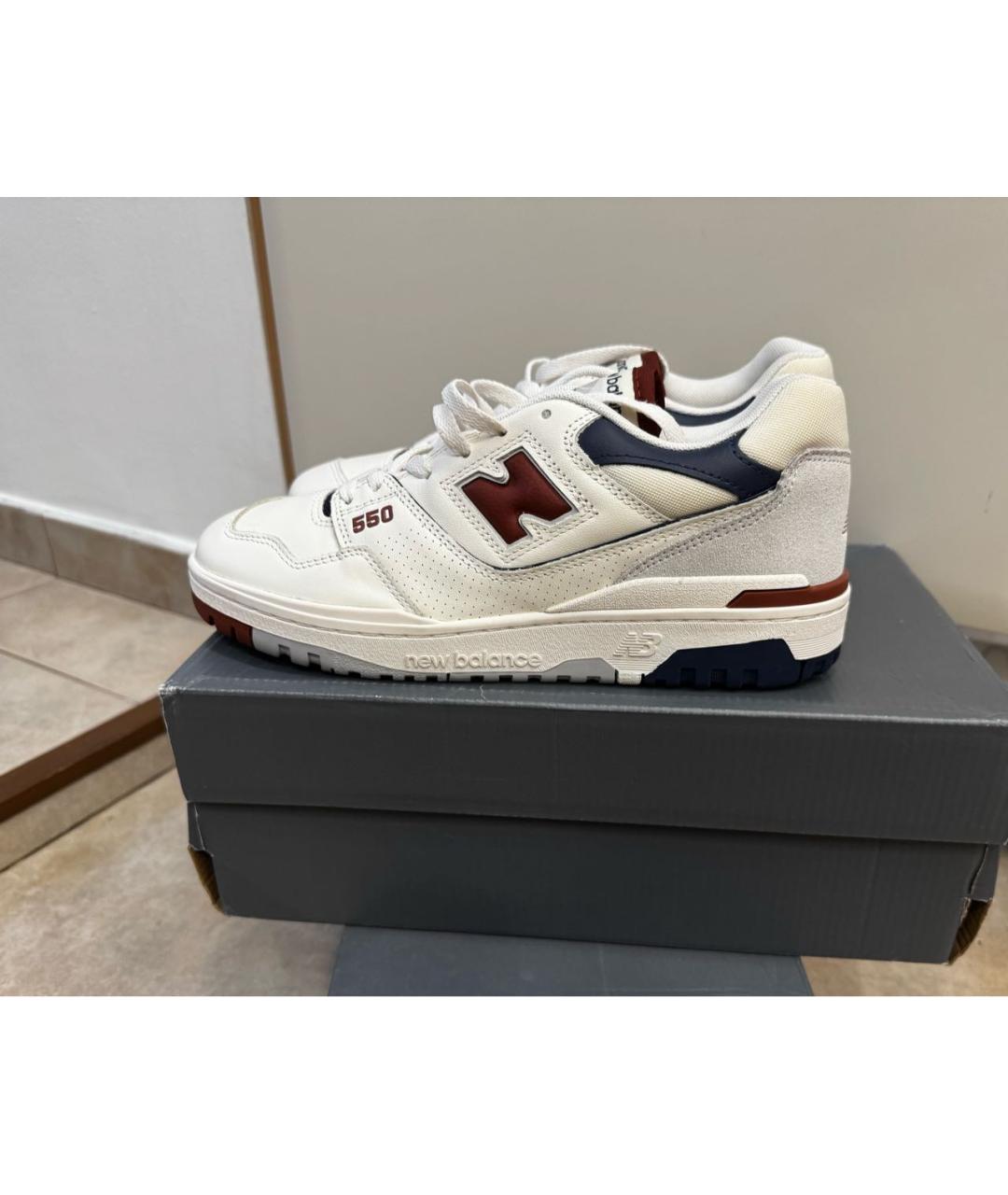 NEW BALANCE Белые кожаные низкие кроссовки / кеды, фото 5