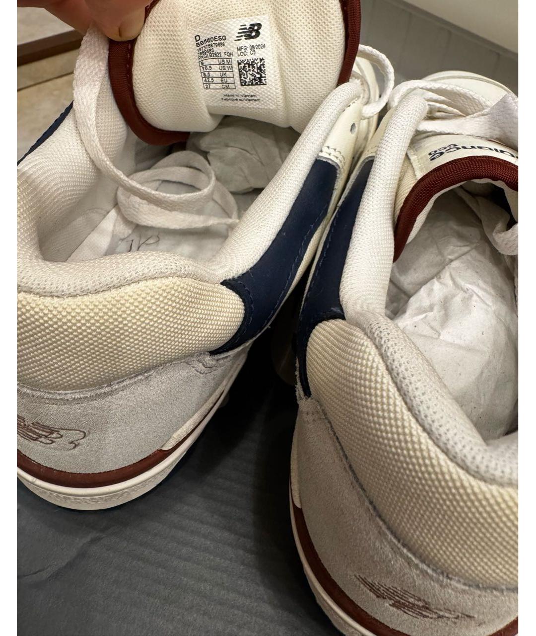 NEW BALANCE Белые кожаные низкие кроссовки / кеды, фото 4