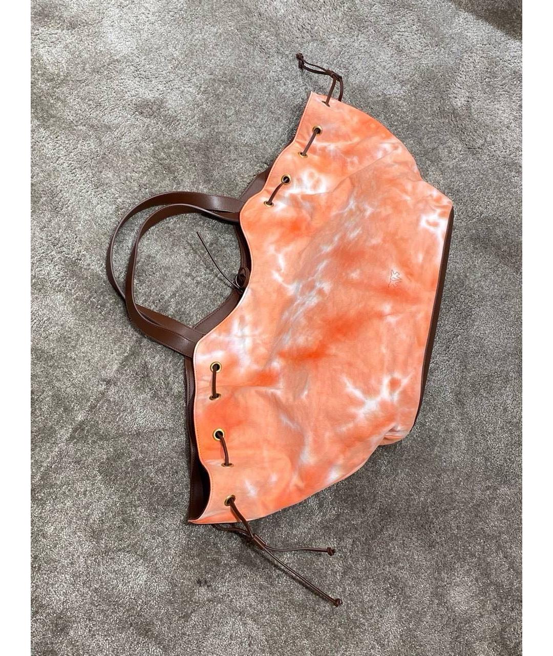 PINKO Коралловая кожаная сумка с короткими ручками, фото 5