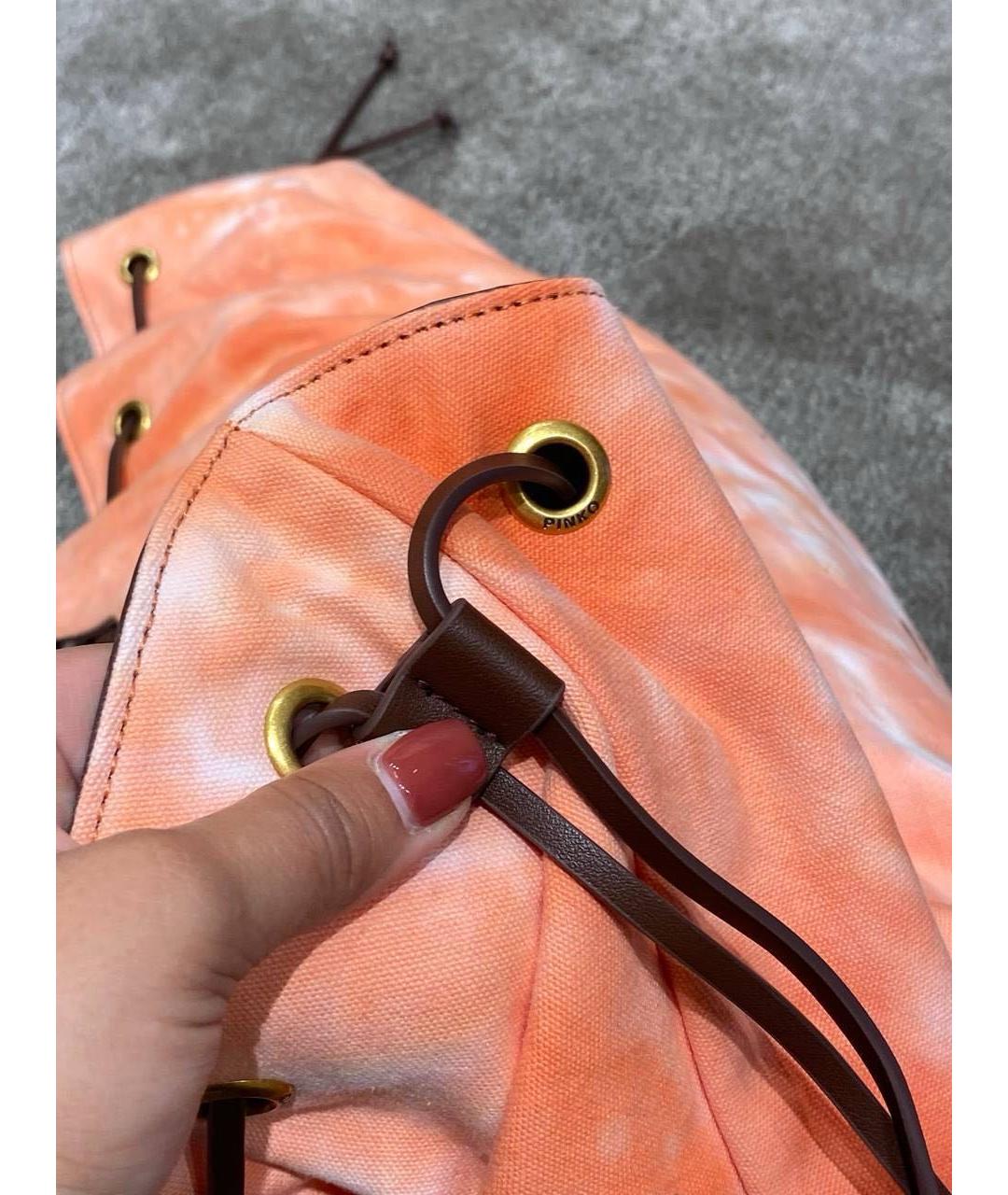 PINKO Коралловая кожаная сумка с короткими ручками, фото 7