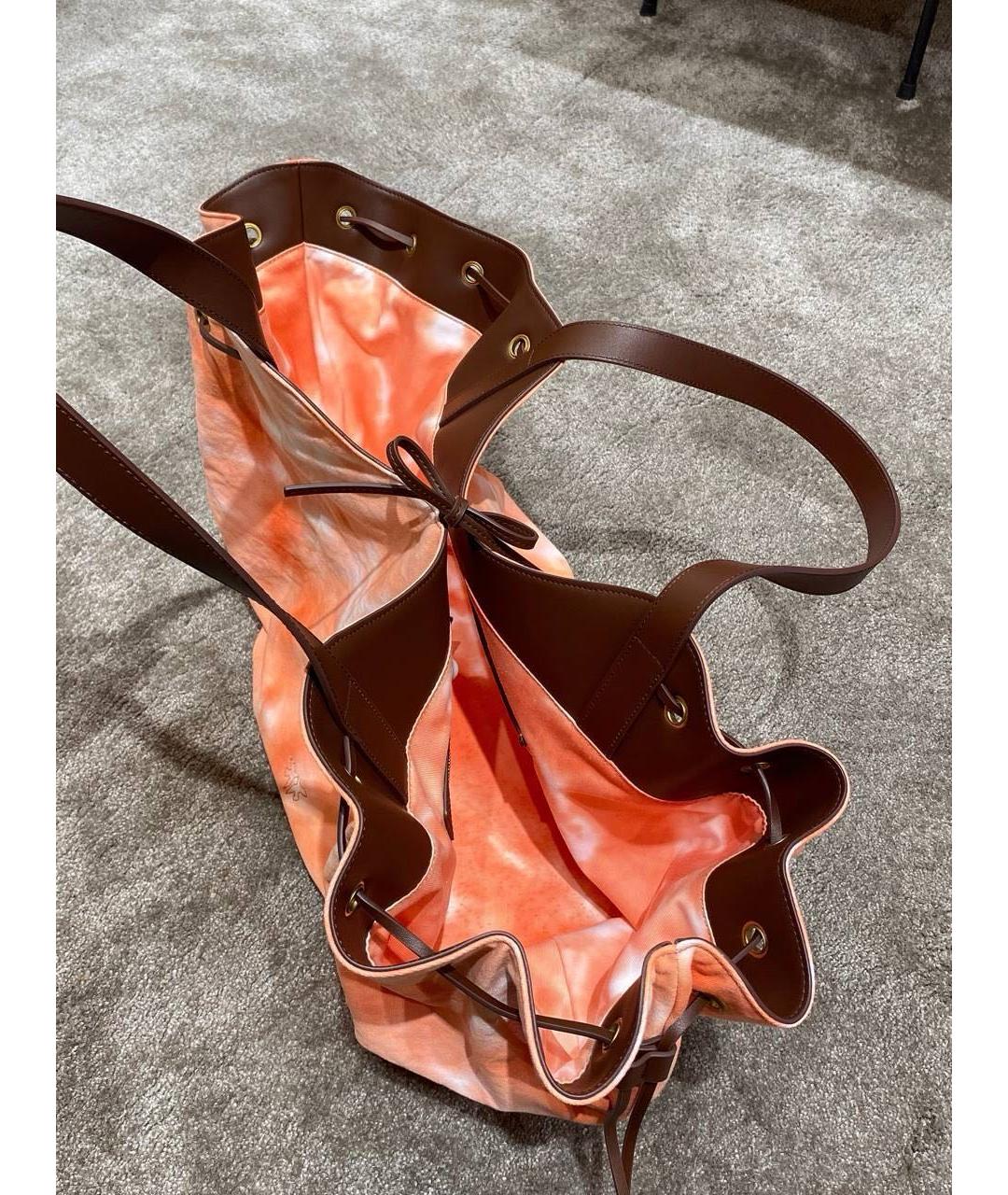 PINKO Коралловая кожаная сумка с короткими ручками, фото 4