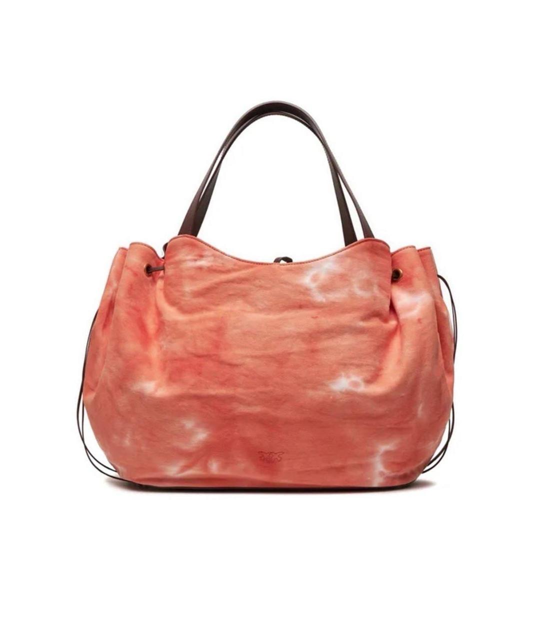 PINKO Коралловая кожаная сумка с короткими ручками, фото 3