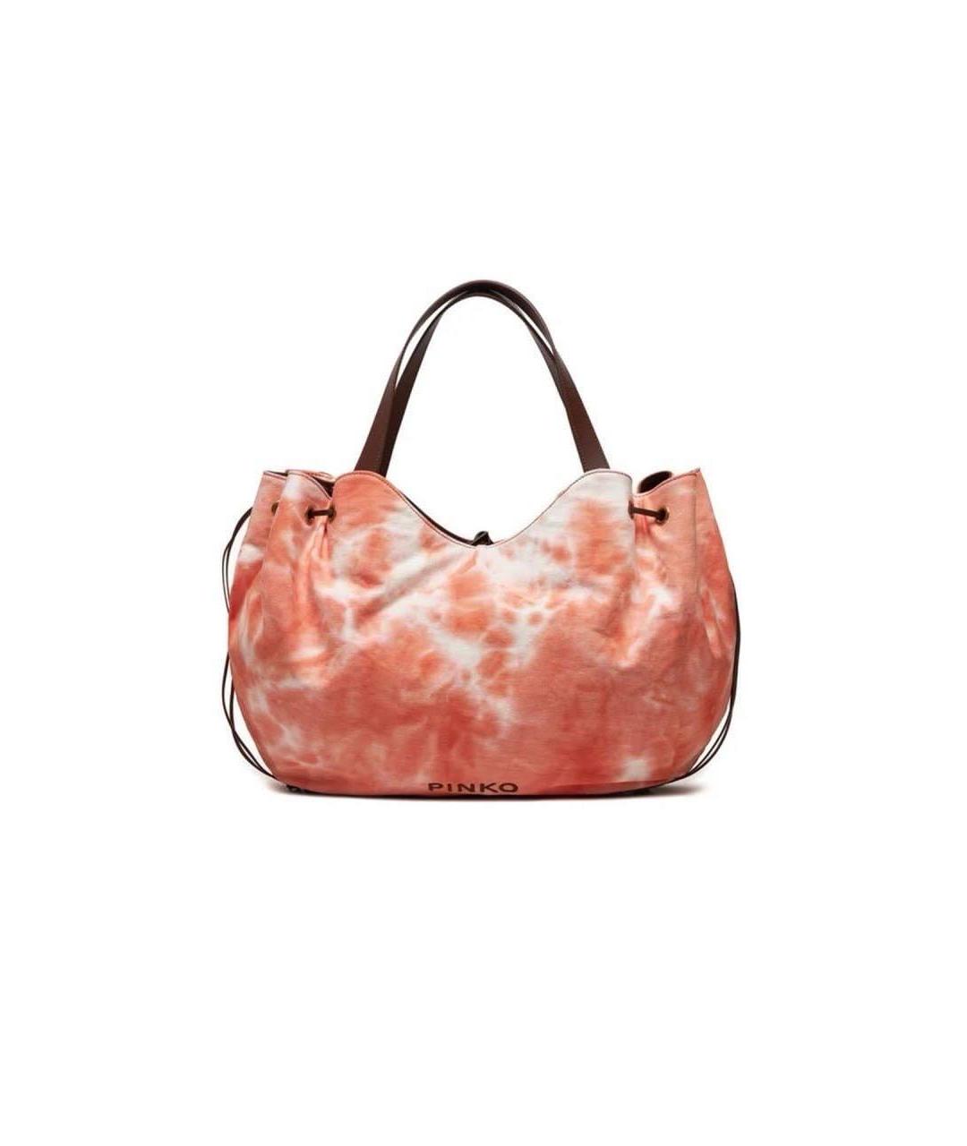 PINKO Коралловая кожаная сумка с короткими ручками, фото 1