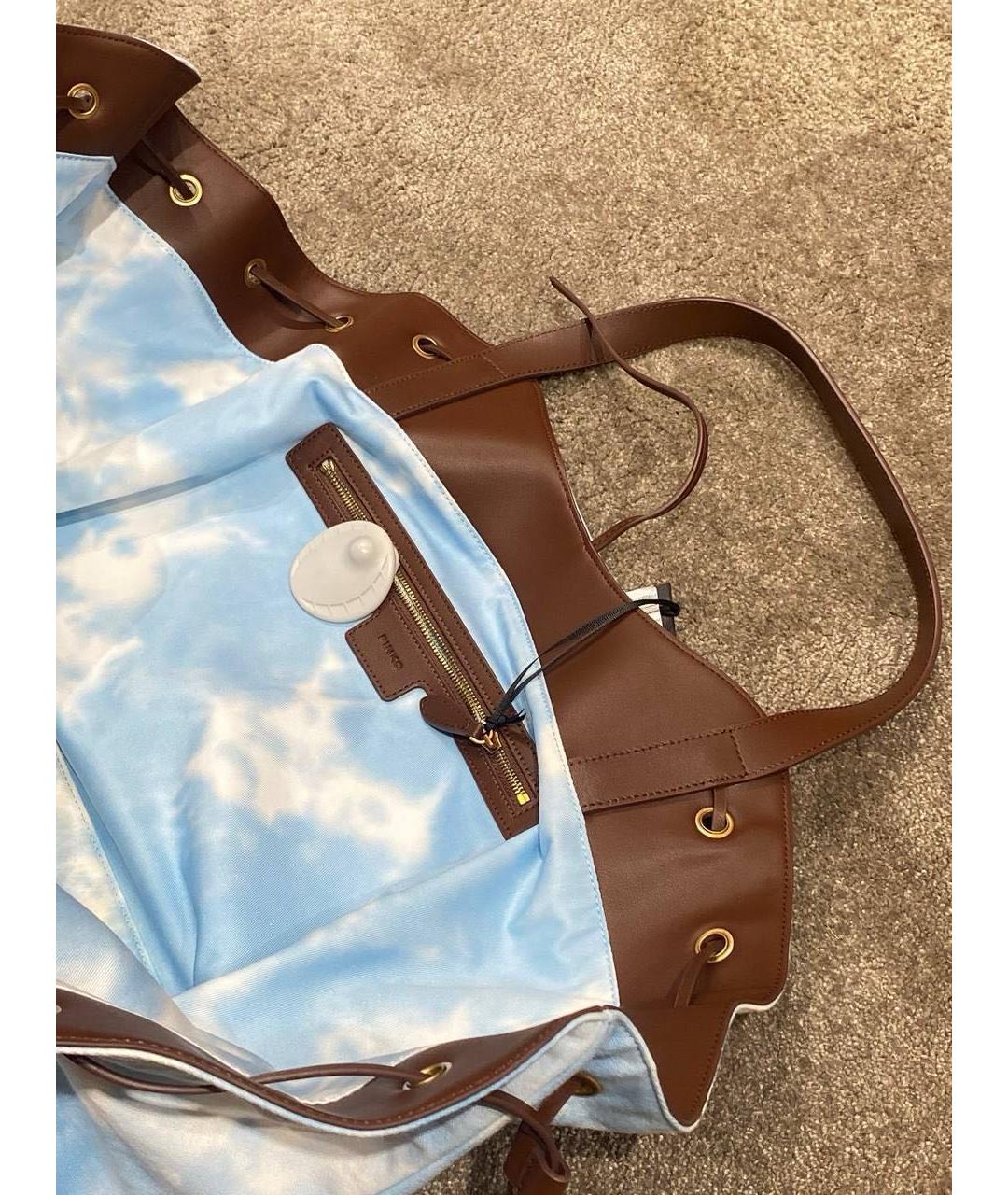 PINKO Голубая хлопковая сумка тоут, фото 5