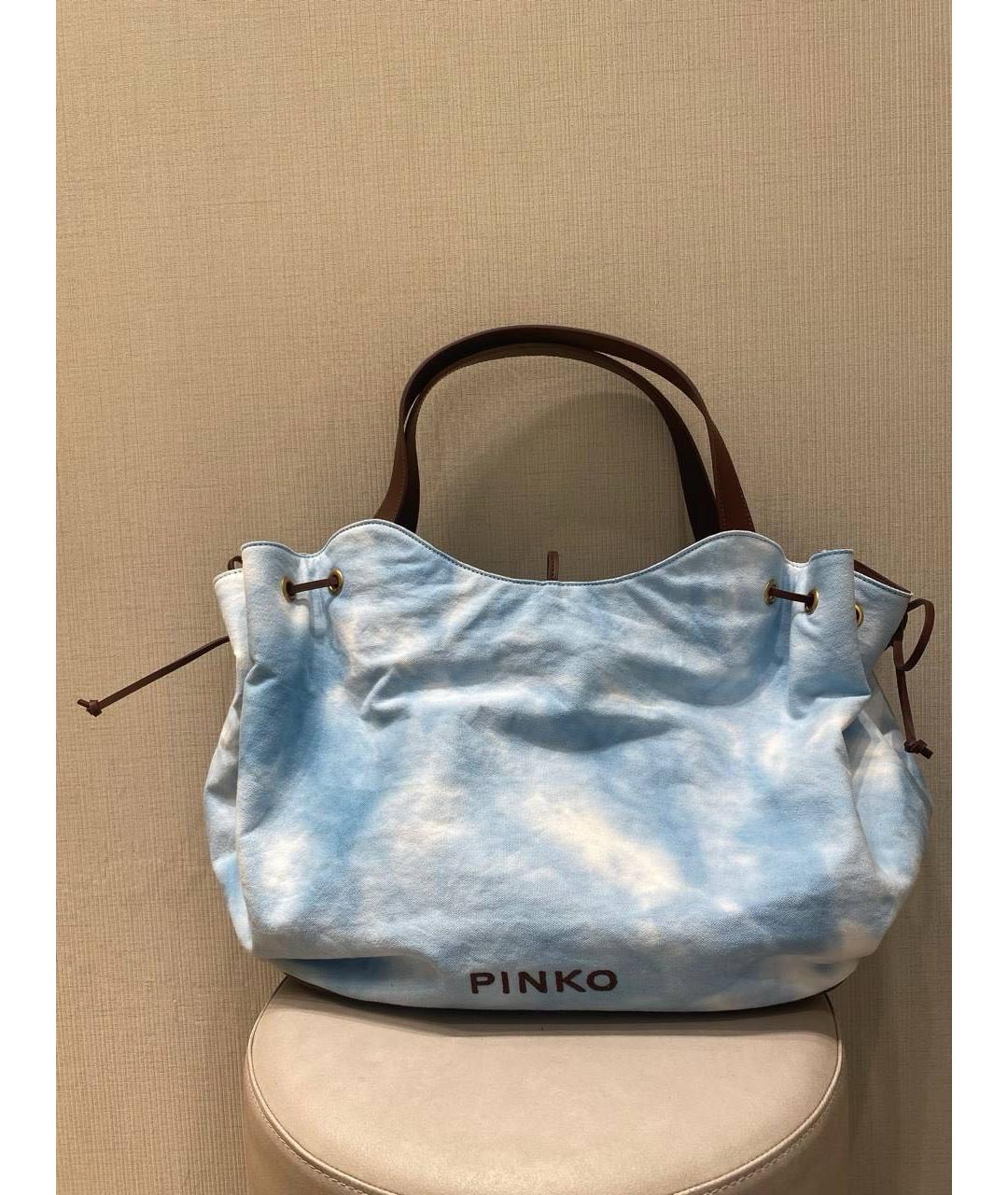 PINKO Голубая хлопковая сумка тоут, фото 2