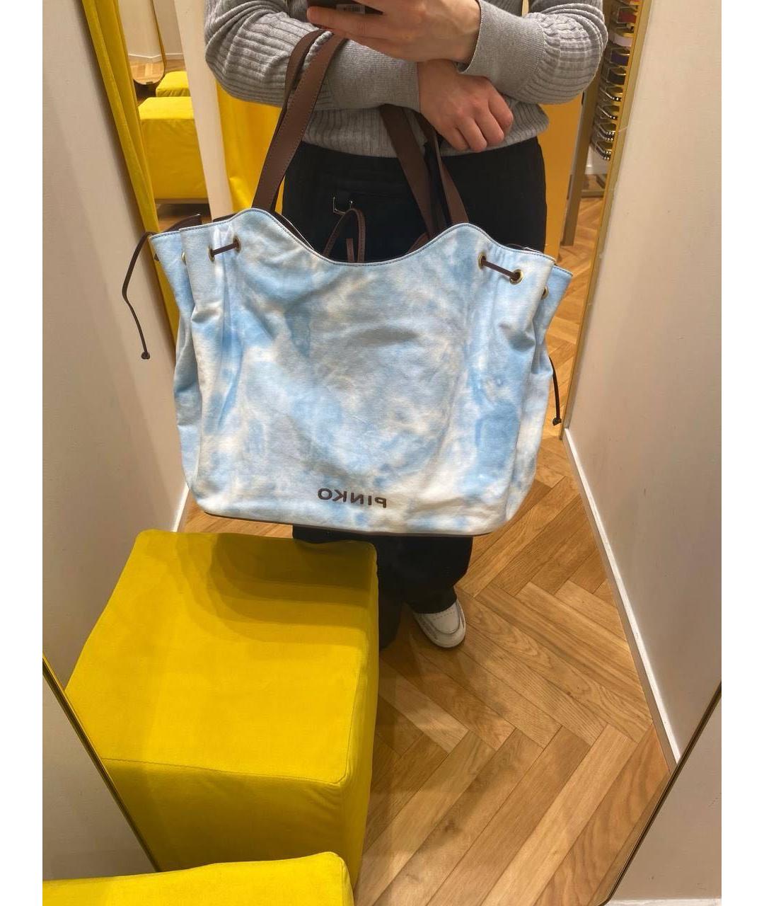 PINKO Голубая хлопковая сумка тоут, фото 6