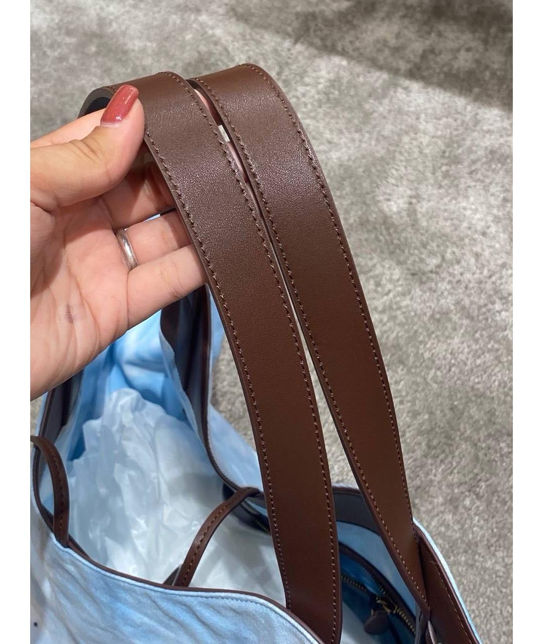 PINKO Голубая хлопковая сумка тоут, фото 4