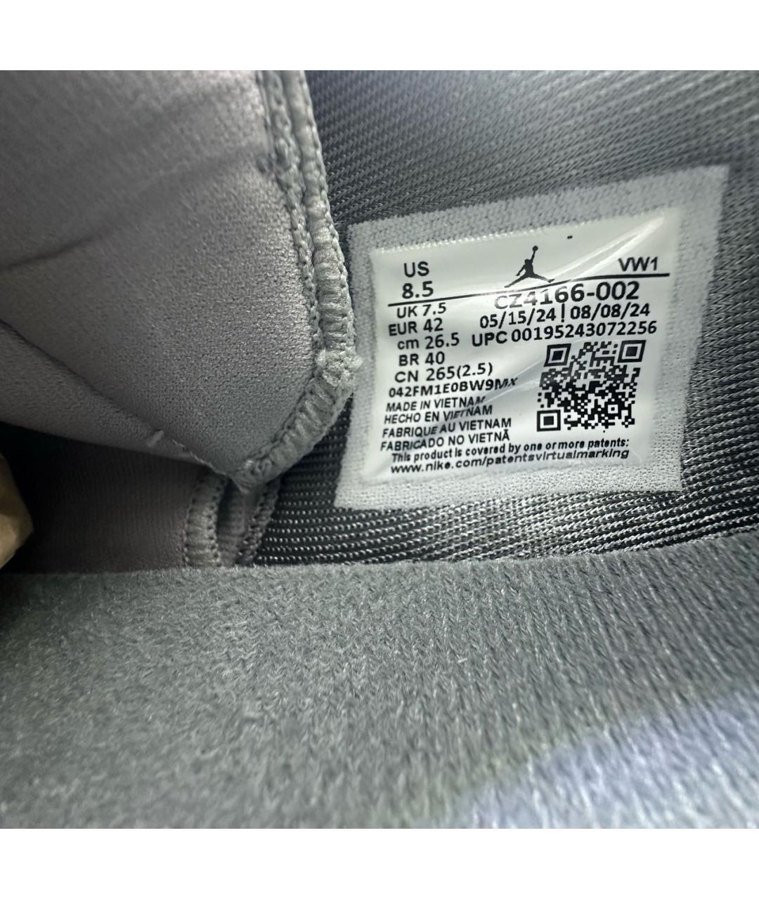 JORDAN Серые текстильные низкие кроссовки / кеды, фото 6