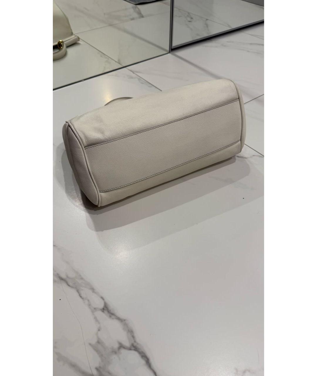 DOLCE&GABBANA Белая кожаная сумка с короткими ручками, фото 7