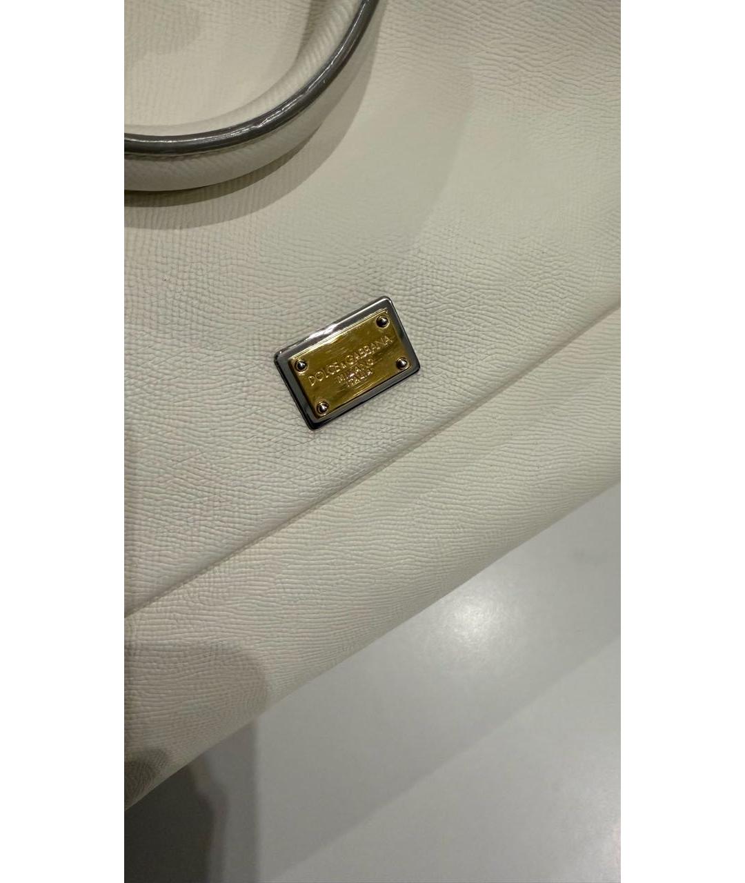 DOLCE&GABBANA Белая кожаная сумка с короткими ручками, фото 8