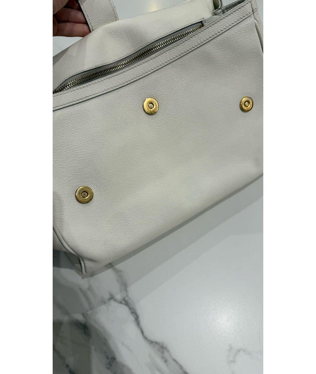 DOLCE&GABBANA Белая кожаная сумка с короткими ручками, фото 6