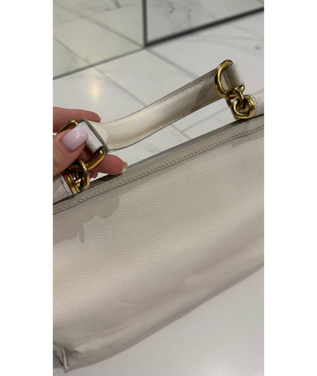 DOLCE&GABBANA Белая кожаная сумка с короткими ручками, фото 5