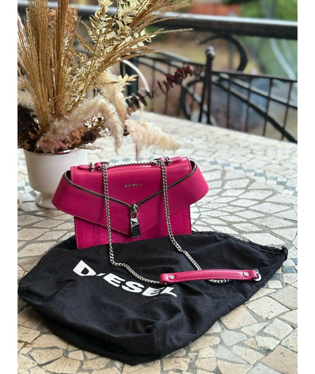 DIESEL Фуксия кожаная сумка через плечо, фото 2
