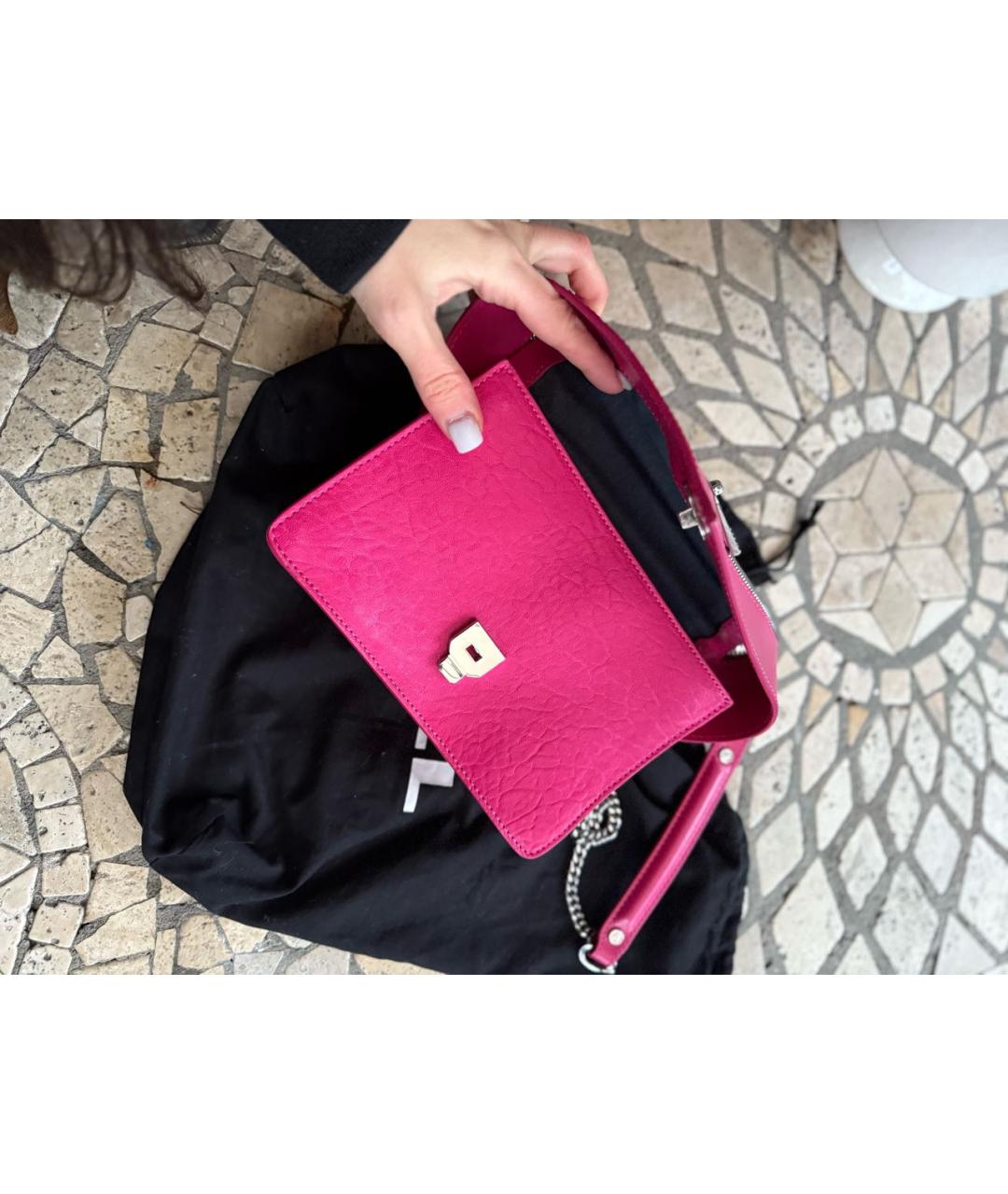 DIESEL Фуксия кожаная сумка через плечо, фото 6