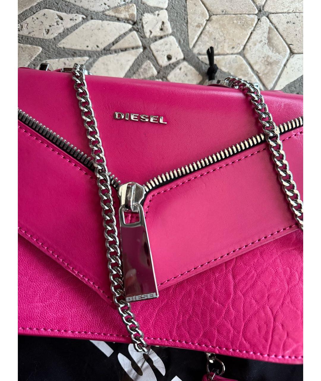 DIESEL Фуксия кожаная сумка через плечо, фото 4