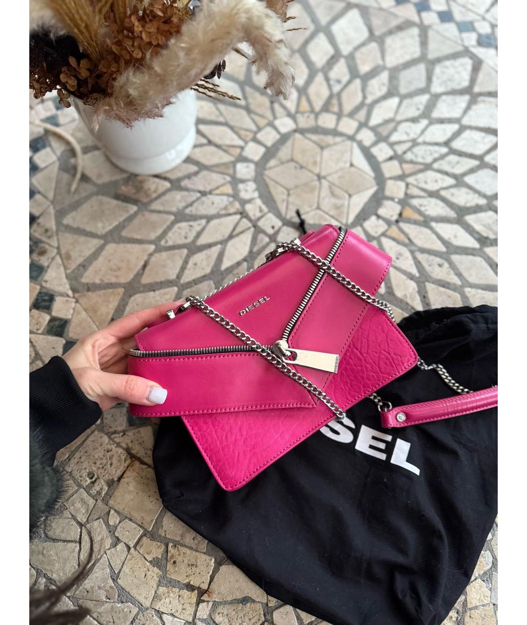 DIESEL Фуксия кожаная сумка через плечо, фото 3