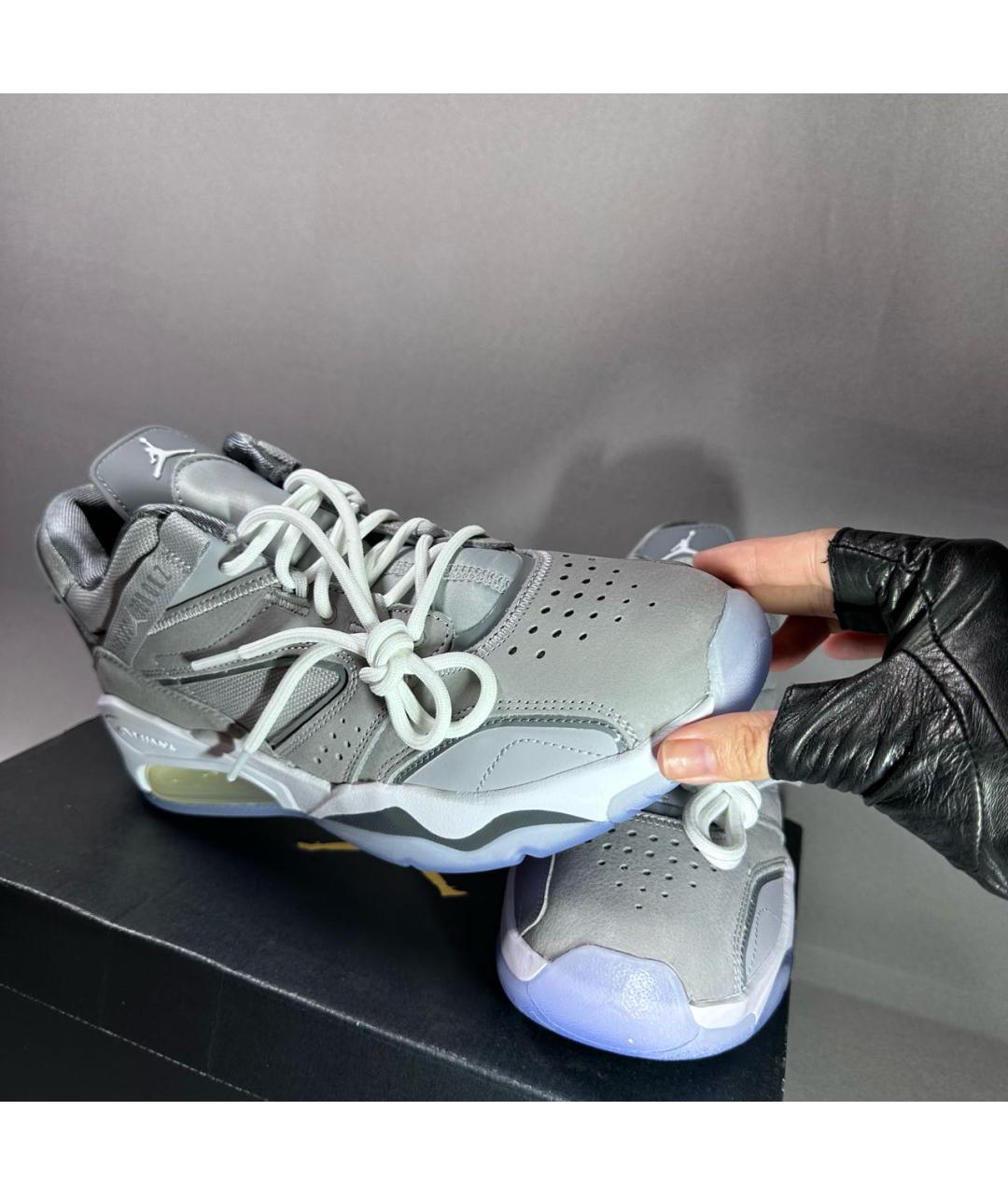 JORDAN Серые кожаные высокие кроссовки / кеды, фото 8