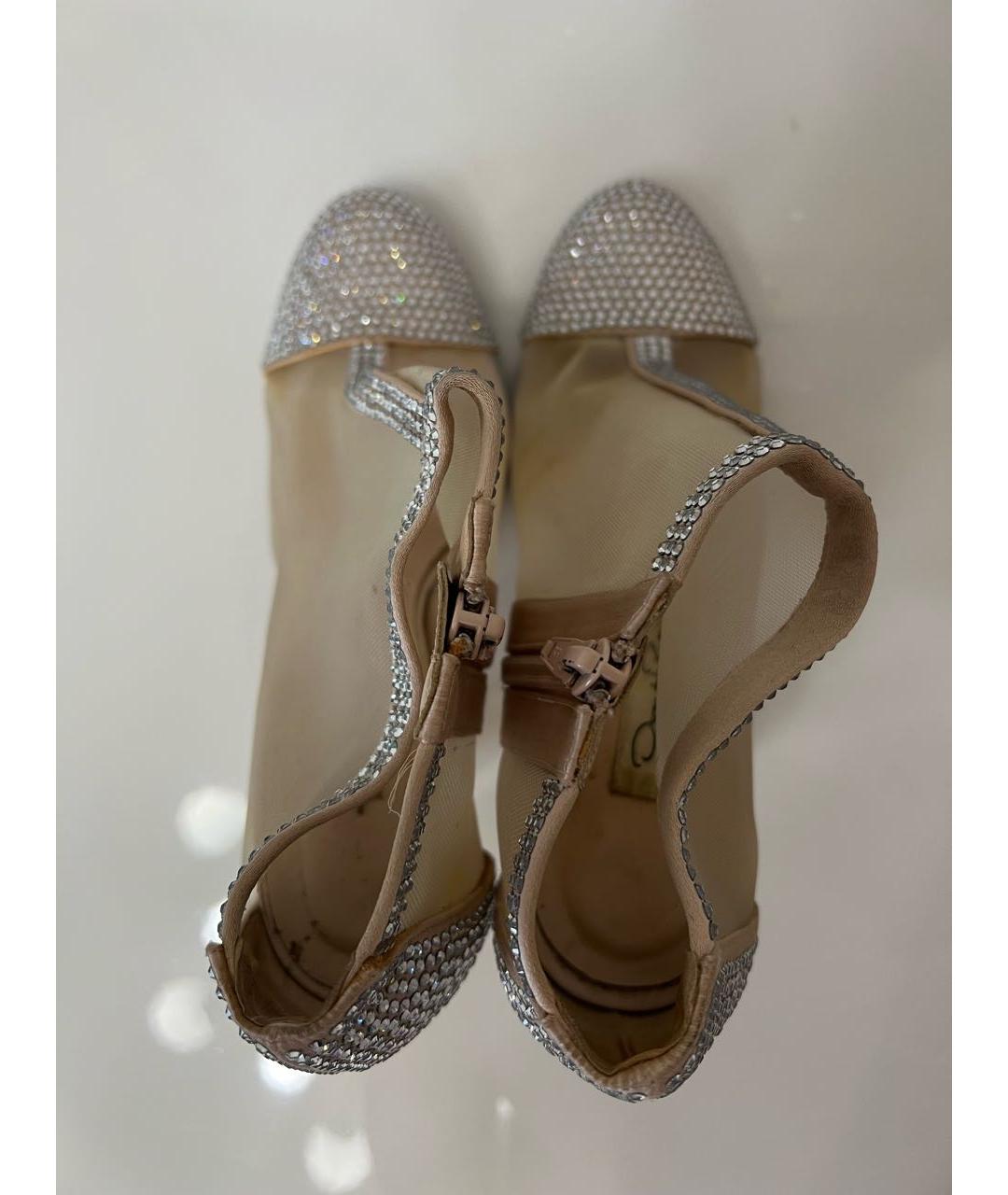 OSCAR DE LA RENTA Бежевые текстильные босоножки, фото 2