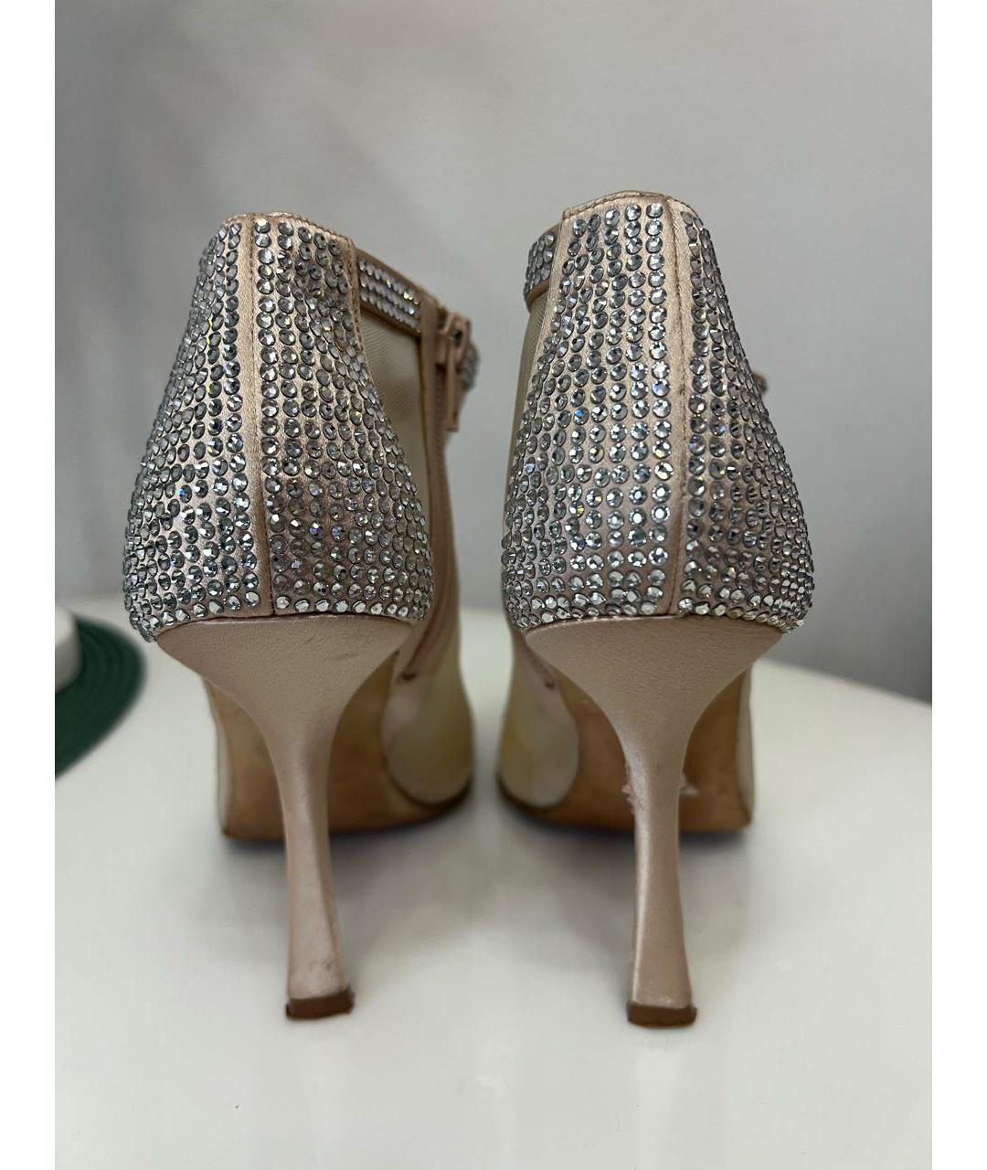 OSCAR DE LA RENTA Бежевые текстильные босоножки, фото 3