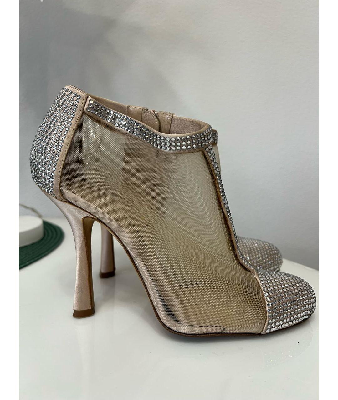 OSCAR DE LA RENTA Бежевые текстильные босоножки, фото 9