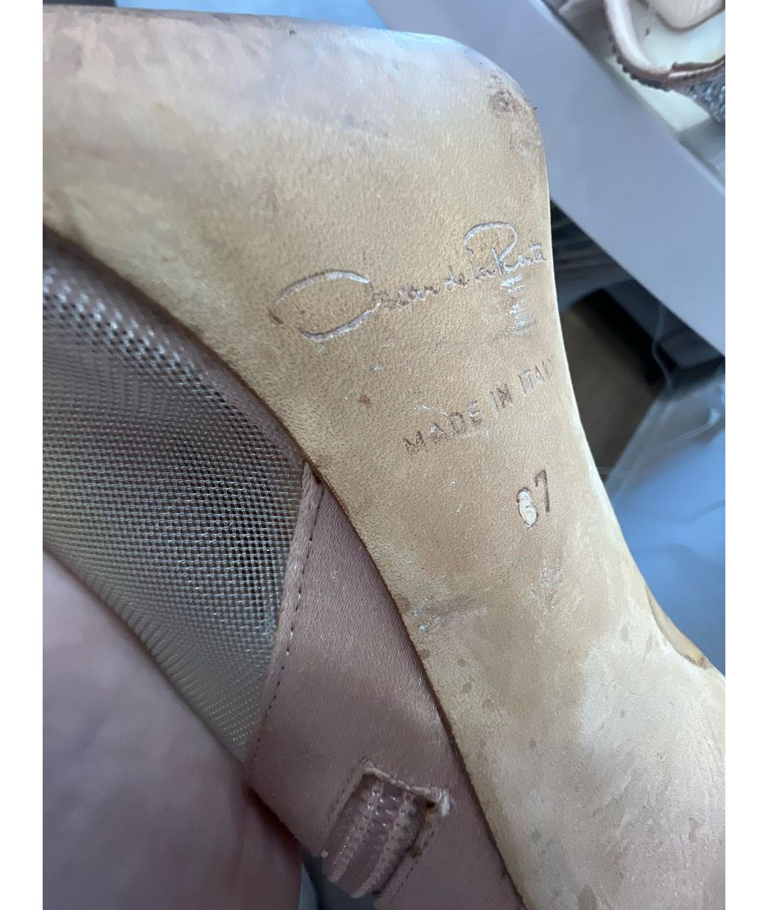 OSCAR DE LA RENTA Бежевые текстильные босоножки, фото 7
