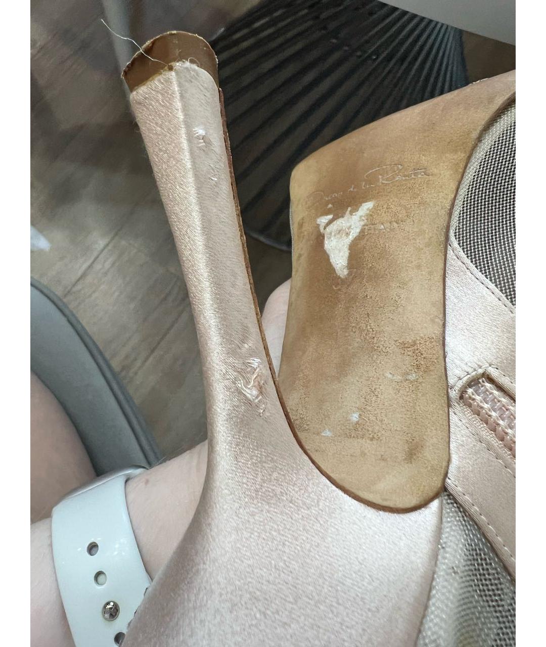 OSCAR DE LA RENTA Бежевые текстильные босоножки, фото 8