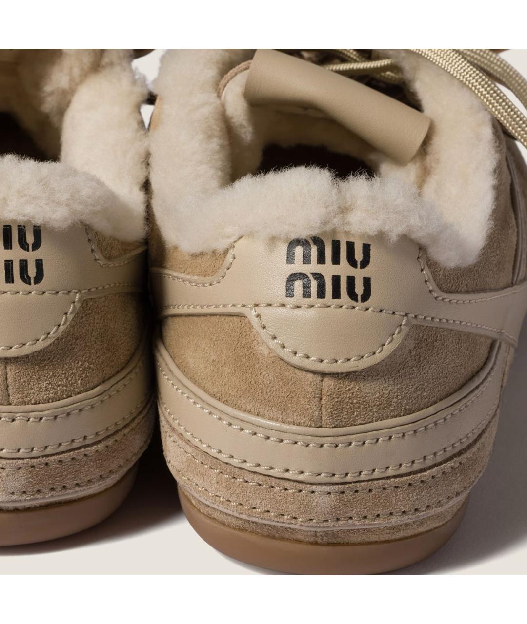 MIU MIU Бежевые замшевые кеды, фото 3
