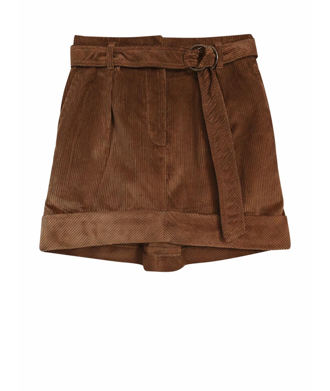 BRUNELLO CUCINELLI Золотая хлопковая юбка мини, фото 1